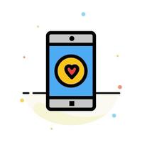 Application Mobile Mobile Application Like Heart Abstract Flat Color Icon Template vector