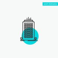 Building Office Skyscraper Tower turquoise highlight circle point Vector icon