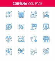 25 Coronavirus Emergency Iconset Blue Design such as germs medical room safe hospital bed virus viral coronavirus 2019nov disease Vector Design Elements