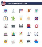 Editable Vector Flat Pack of USA Day 25 Simple Flats of bottle food usa cream usa Editable USA Day Vector Design Elements