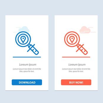 mapa ubicación búsqueda navegación azul y rojo descargar y comprar ahora plantilla de tarjeta de widget web vector