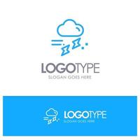 Cloud Rain Rainfall Rainy Thunder Blue Outline Logo Place for Tagline vector