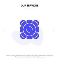 Our Services Protection Safety Support Float Solid Glyph Icon Web card Template vector