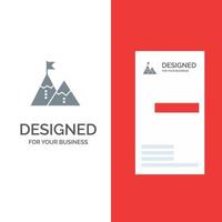 Success Achievement Flag Goal Mission Mountain Peak  Grey Logo Design and Business Card Template vector