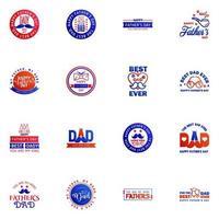 Happy fathers day 16 Blue and red Lettering happy fathers day Editable Vector Design Elements