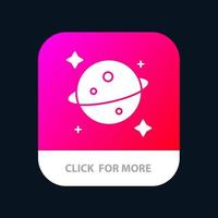 Planet Saturn Space Mobile App Button Android and IOS Glyph Version vector