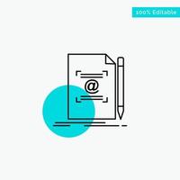 Note Letter Text Mail Create turquoise highlight circle point Vector icon