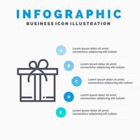 Gift Box Motivation Line icon with 5 steps presentation infographics Background vector