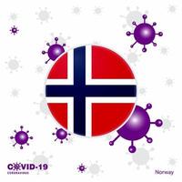 reza por noruega covid19 coronavirus tipografía bandera quédate en casa mantente saludable cuida tu propia salud vector