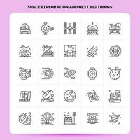 OutLine 25 Space Exploration And Next Big Things Icon set Vector Line Style Design Black Icons Set Linear pictogram pack Web and Mobile Business ideas design Vector Illustration