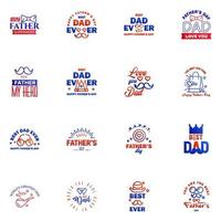 Happy Fathers Day greeting Card 16 Blue and red Calligraphy Vector illustration Editable Vector Design Elements