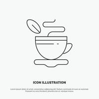 Tea Cup Hot Coffee Line Icon Vector