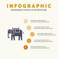 Africa Animal Elephant Indian Solid Icon Infographics 5 Steps Presentation Background vector