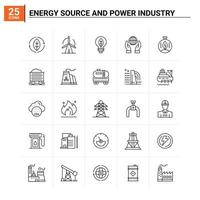 25 fuentes de energía y la industria de la energía conjunto de iconos de fondo vectorial vector