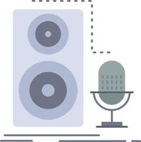 Live mic microphone record sound Flat Color Icon Vector