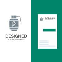 Accumulator Battery Power Charge Grey Logo Design and Business Card Template vector