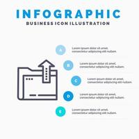 Folder Document File Storage Blue Infographics Template 5 Steps Vector Line Icon template