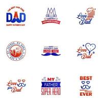 HAPPY FATHERS DAY 9 Blue and red HOLIDAY HAND LETTERING VECTOR HAND LETTERING GREETING TYPOGRAPHY Editable Vector Design Elements