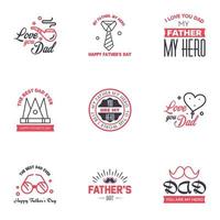 Happy fathers day greeting cards set 9 Black and Pink Vector typography lettering Usable for banners print You are the best dad text design Editable Vector Design Elements