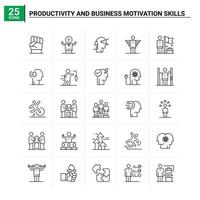 25 Productivity And Business Motivation Skills icon set vector background