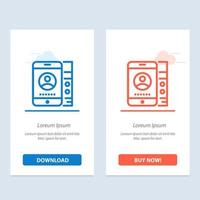 mobile Cell Service Phone  Blue and Red Download and Buy Now web Widget Card Template vector