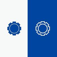 configuración de engranajes línea de instagram y glifo icono sólido banner azul línea y glifo icono sólido banner azul vector