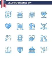 16 estados unidos paquete azul de signos y símbolos del día de la independencia de películas de televisión bandera de director blanco editable elementos de diseño vectorial del día de estados unidos vector