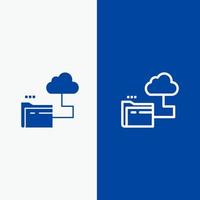 Cloud Folder Storage File Line and Glyph Solid icon Blue banner vector