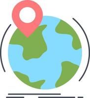 ubicación globo en todo el mundo pin marcador color plano icono vector