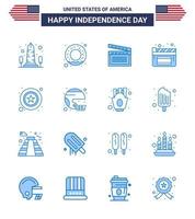 Big Pack of 16 USA Happy Independence Day USA Vector Blues and Editable Symbols of star men american film cinema Editable USA Day Vector Design Elements