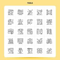 OutLine 25 Tools Icon set Vector Line Style Design Black Icons Set Linear pictogram pack Web and Mobile Business ideas design Vector Illustration