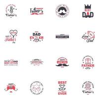16 Black and Pink Happy Fathers Day Design Collection A set of twelve brown colored vintage style Fathers Day Designs on light background Editable Vector Design Elements
