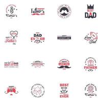 16 Black and Pink Happy Fathers Day Design Collection A set of twelve brown colored vintage style Fathers Day Designs on light background Editable Vector Design Elements