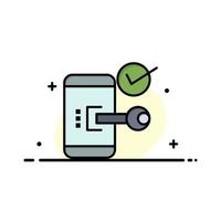 Key Lock Mobile Open Phone Security  Business Flat Line Filled Icon Vector Banner Template