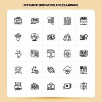 esquema 25 conjunto de iconos de educación a distancia y e-learning diseño de estilo de línea vectorial conjunto de iconos negros paquete de pictogramas lineales diseño de ideas de negocios web y móviles ilustración vectorial vector