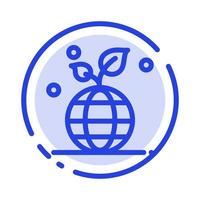 Growth Eco Friendly Globe Blue Dotted Line Line Icon vector