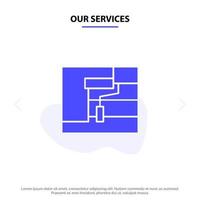 Our Services Construction Painting Roller Tool Solid Glyph Icon Web card Template vector