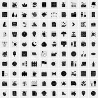Set of 100 Business Solid Glyph icons vector