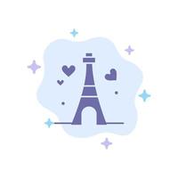 Tower Love Heart Wedding Blue Icon on Abstract Cloud Background vector