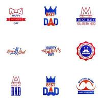 Happy fathers day 9 Blue and red vintage retro type font Illustrator eps10 Editable Vector Design Elements