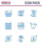 Simple Set of Covid19 Protection Blue 25 icon pack icon included medicine online stay home medical handcare viral coronavirus 2019nov disease Vector Design Elements