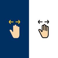 Hand Gesture Left Right zoom out  Icons Flat and Line Filled Icon Set Vector Blue Background