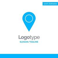 Location Marker Pin Blue Solid Logo Template Place for Tagline vector