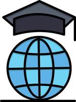 Globe Internet Online Graduation  Flat Color Icon Vector icon banner Template