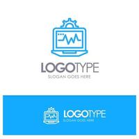 Laptop Computer Setting Computing Blue Logo Line Style vector