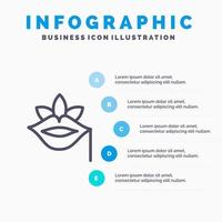 Lips Flower Plant Rose Spring Line icon with 5 steps presentation infographics Background vector