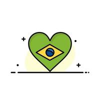 corazón brasil bandera amor negocio línea plana icono lleno vector banner plantilla