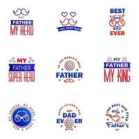 Happy fathers day card 9 Blue and red Set Vector illustration Editable Vector Design Elements