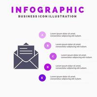 Email Mail Message Text Solid Icon Infographics 5 Steps Presentation Background vector