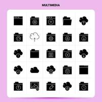 sólido 25 conjunto de iconos multimedia diseño de estilo de glifo vectorial conjunto de iconos negros diseño de ideas de negocios web y móvil ilustración vectorial vector